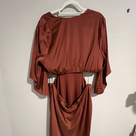 Express Brown Cut Out Tie Front Maxi Dress - Picture 5 of 5
